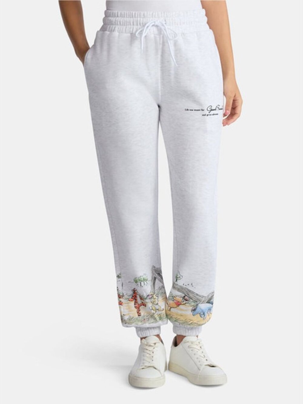 Disney Winnie the Pooh Graphic Heather Gray Jogger Sweatpants Size Small Women's